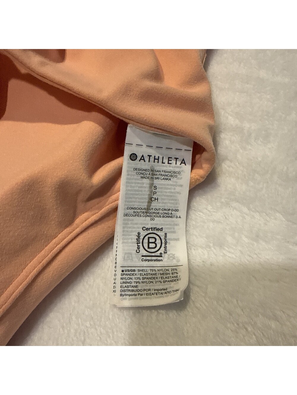 Athleta Conscious Cut Out Crop Top  Light Orange  Bra S (003) - Picture 3 of 4